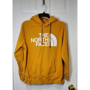 The North Face Women’s MD Pullover Hoodie Yellow Mustard Logo Fleece Lined FA20
